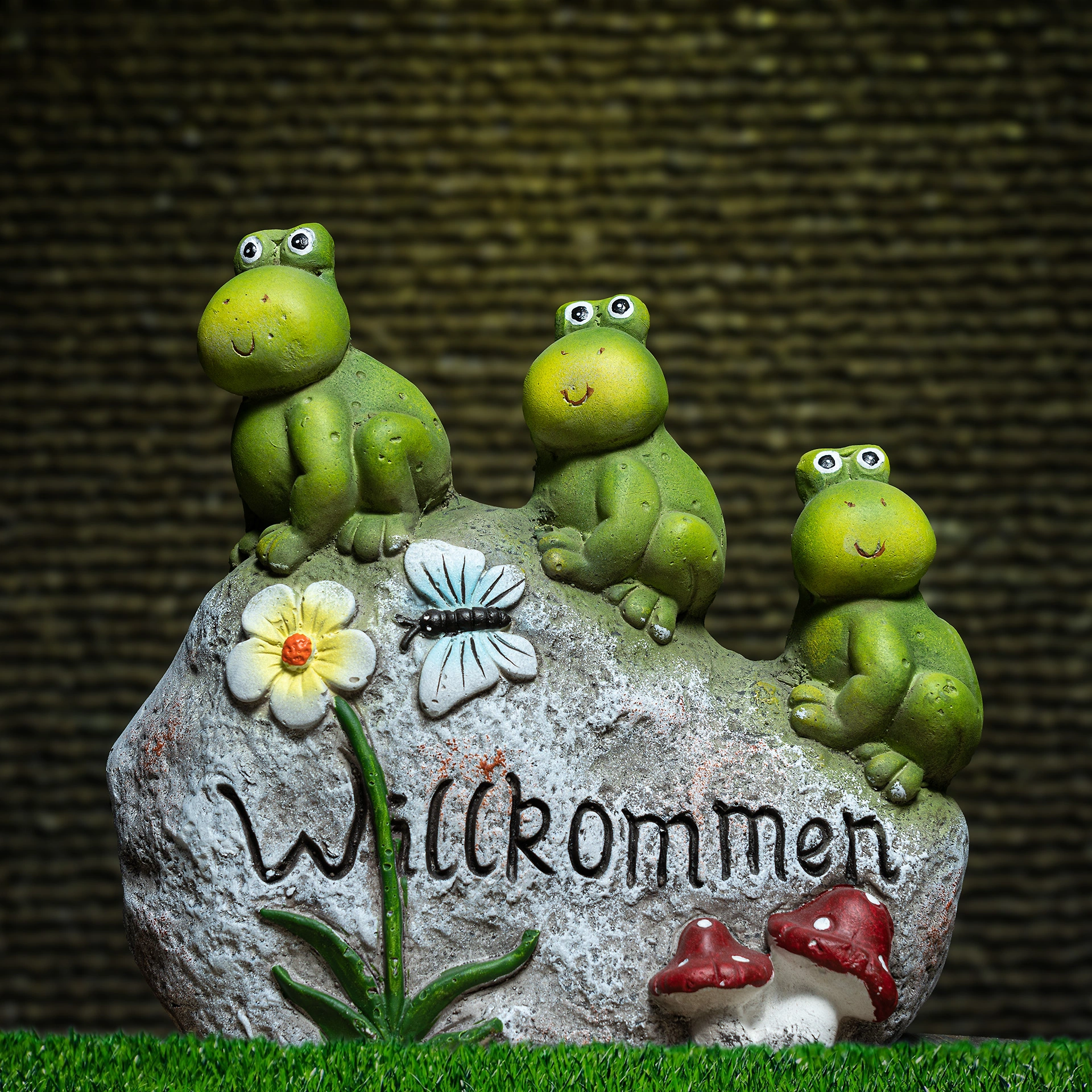 Keramik Frösche mit Herzlich Willkommen